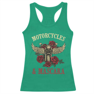Motorcycle Women Biker Racerback Tank Top Motorcycles And Mascara Roses TS14 Irish Green Print Your Wear