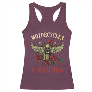 Motorcycle Women Biker Racerback Tank Top Motorcycles And Mascara Roses TS14 Maroon Print Your Wear