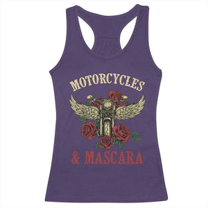 Motorcycle Women Biker Racerback Tank Top Motorcycles And Mascara Roses TS14 Purple Print Your Wear