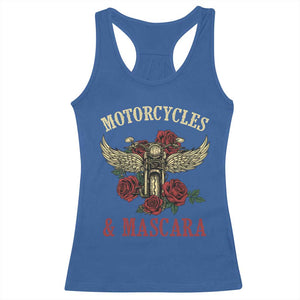 Motorcycle Women Biker Racerback Tank Top Motorcycles And Mascara Roses TS14 Royal Blue Print Your Wear