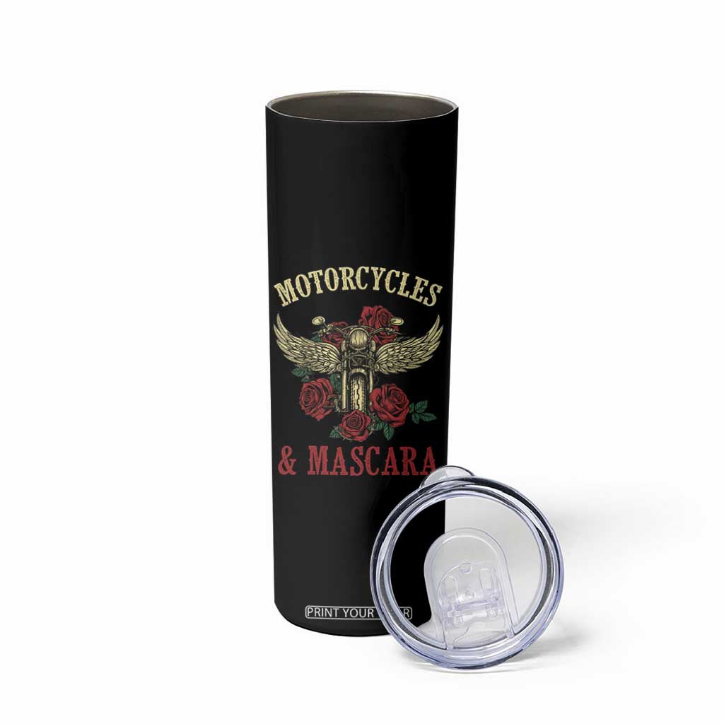 Motorcycle Women Biker Skinny Tumbler Motorcycles And Mascara Roses TS14 Print Your Wear