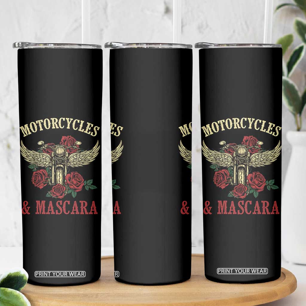 Motorcycle Women Biker Skinny Tumbler Motorcycles And Mascara Roses TS14 Print Your Wear