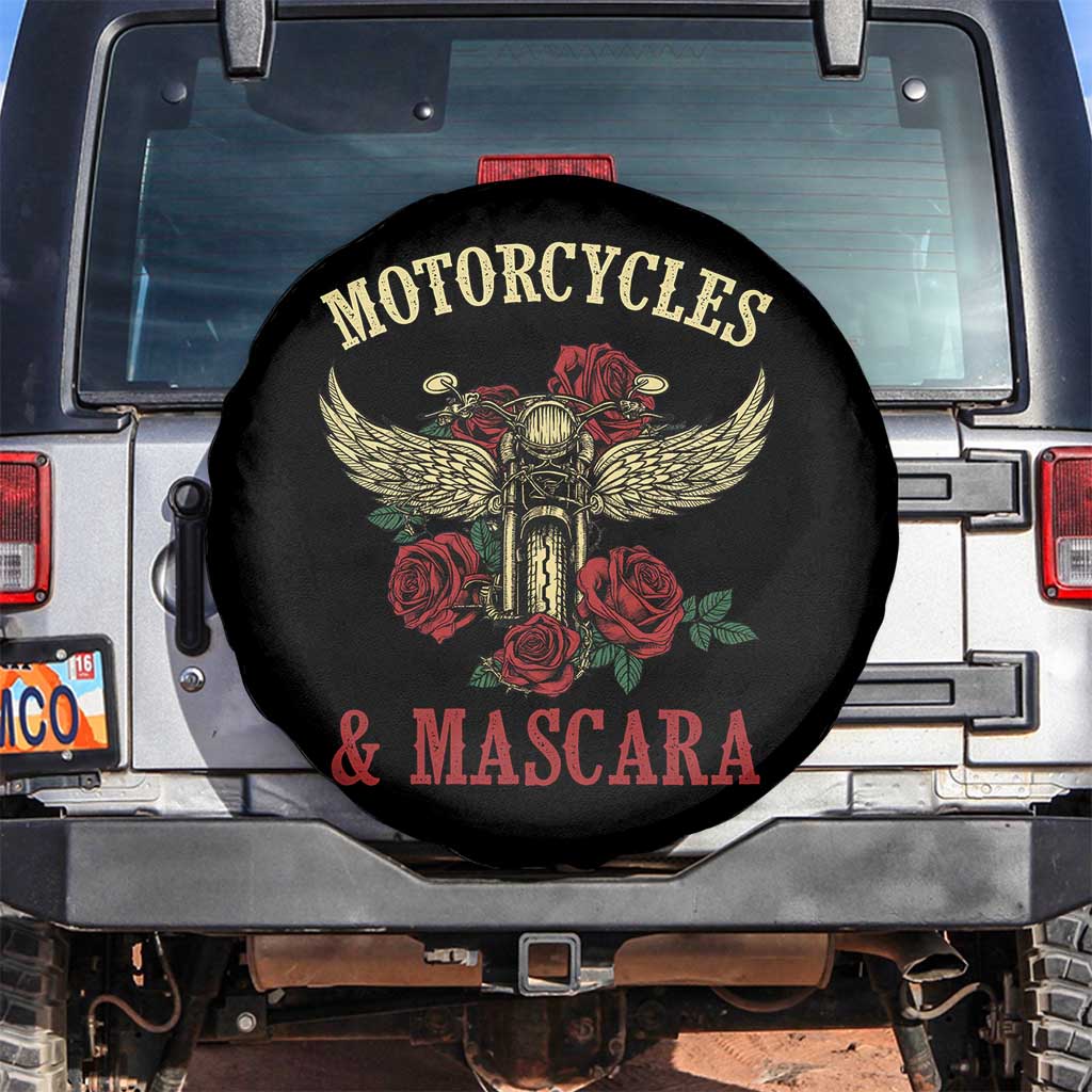 Motorcycle Women Biker Spare Tire Cover Motorcycles And Mascara Roses TS14 No hole Black Print Your Wear