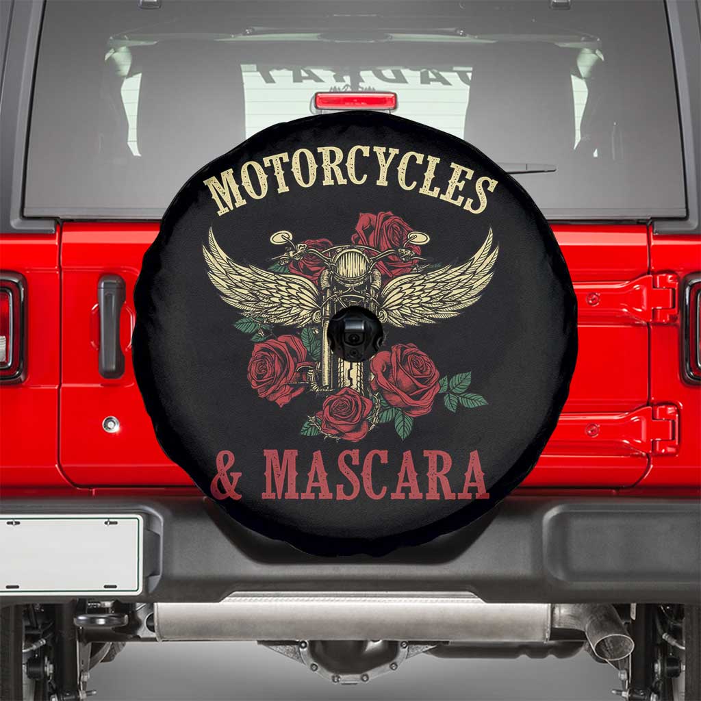 Motorcycle Women Biker Spare Tire Cover Motorcycles And Mascara Roses TS14 Black Print Your Wear
