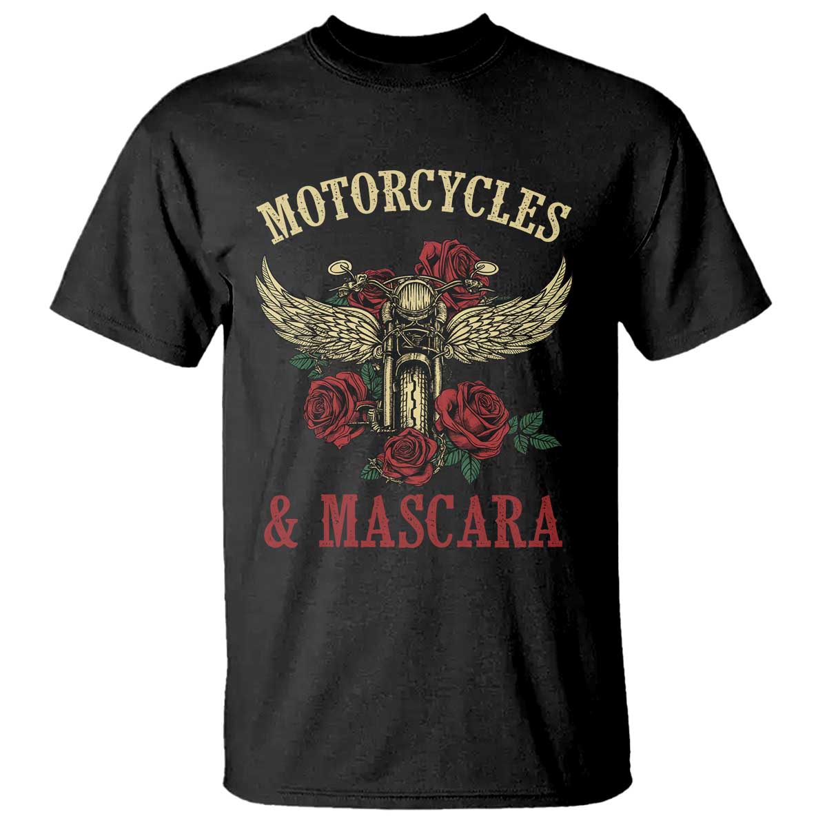 Motorcycle Women Biker T Shirt Motorcycles And Mascara Roses TS14 Black Print Your Wear