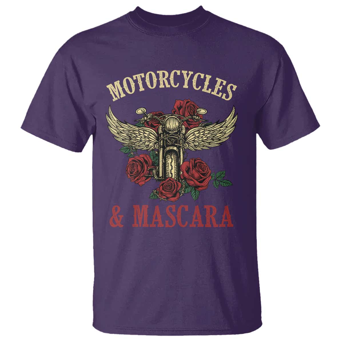 Motorcycle Women Biker T Shirt Motorcycles And Mascara Roses TS14 Purple Print Your Wear