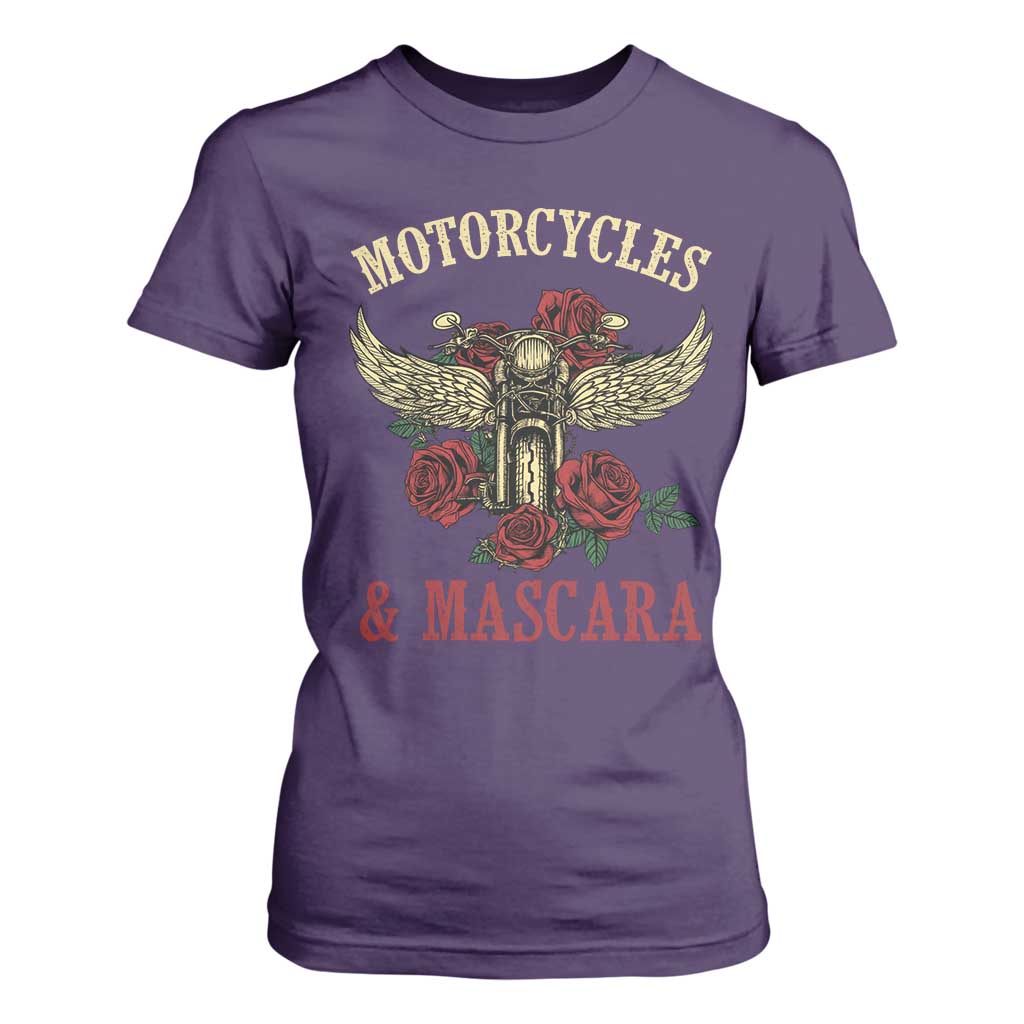 Motorcycle Women Biker T Shirt For Women Motorcycles And Mascara Roses TS14 Purple Print Your Wear