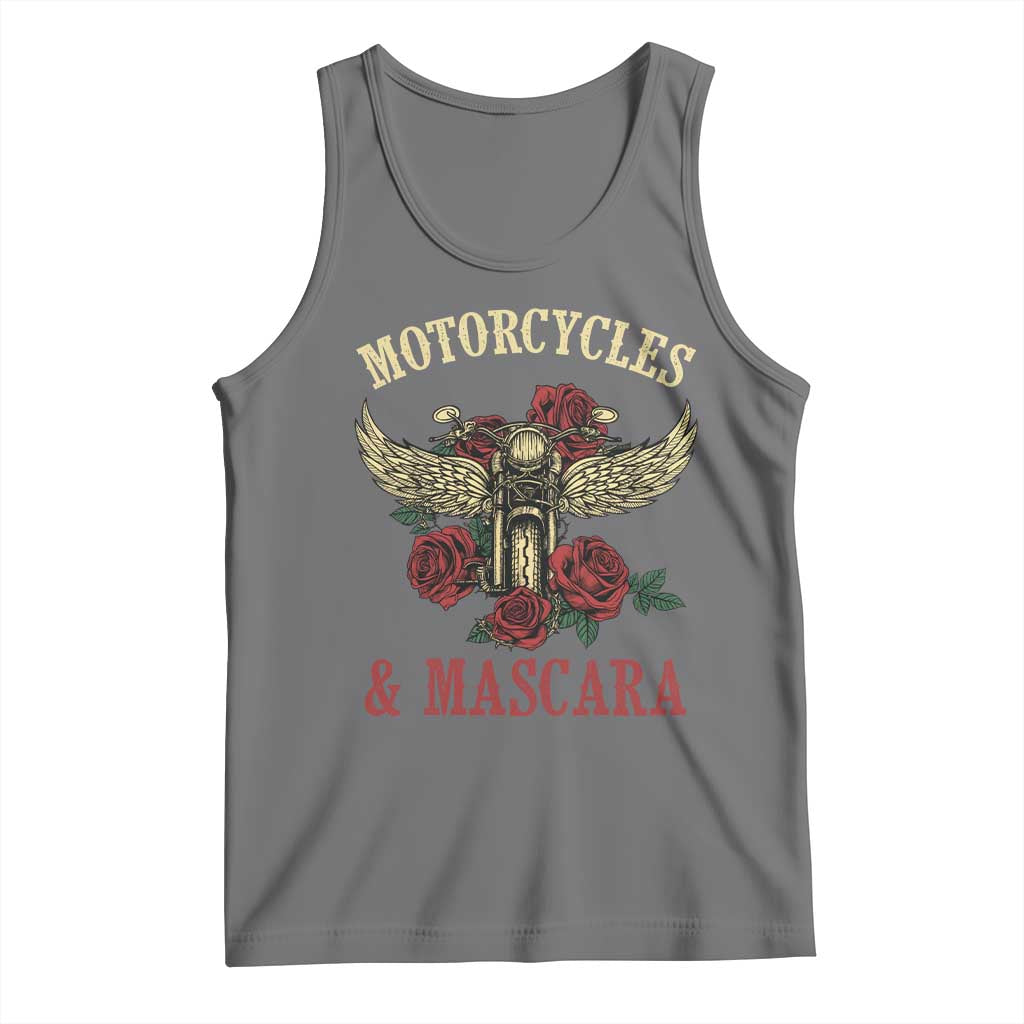 Motorcycle Women Biker Tank Top Motorcycles And Mascara Roses TS14 Black Heather Print Your Wear