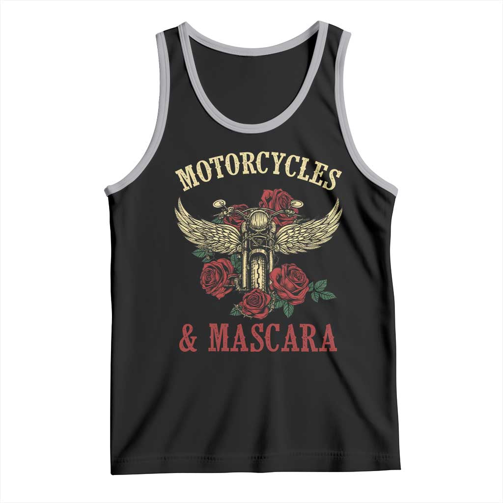 Motorcycle Women Biker Tank Top Motorcycles And Mascara Roses TS14 Black Athletic Heather Print Your Wear