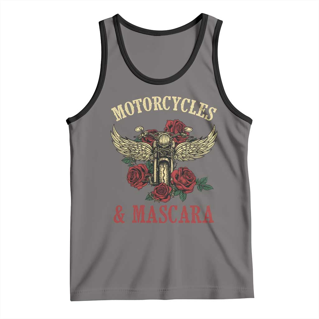 Motorcycle Women Biker Tank Top Motorcycles And Mascara Roses TS14 Deep Heather Black Print Your Wear