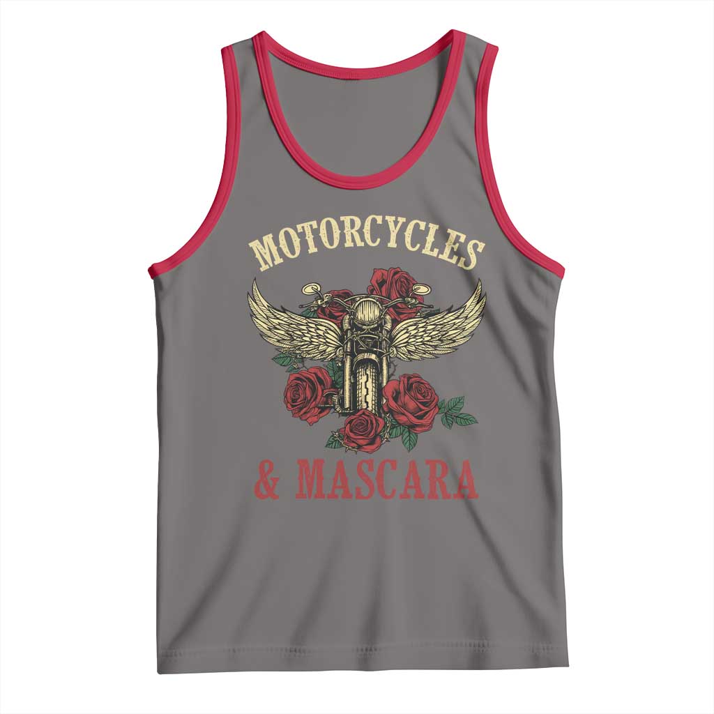 Motorcycle Women Biker Tank Top Motorcycles And Mascara Roses TS14 Deep Heather Red Print Your Wear