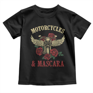 Motorcycle Women Biker Toddler T Shirt Motorcycles And Mascara Roses TS14 Black Print Your Wear
