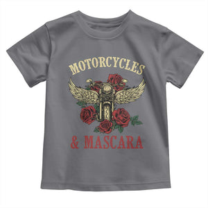 Motorcycle Women Biker Toddler T Shirt Motorcycles And Mascara Roses TS14 Charcoal Print Your Wear