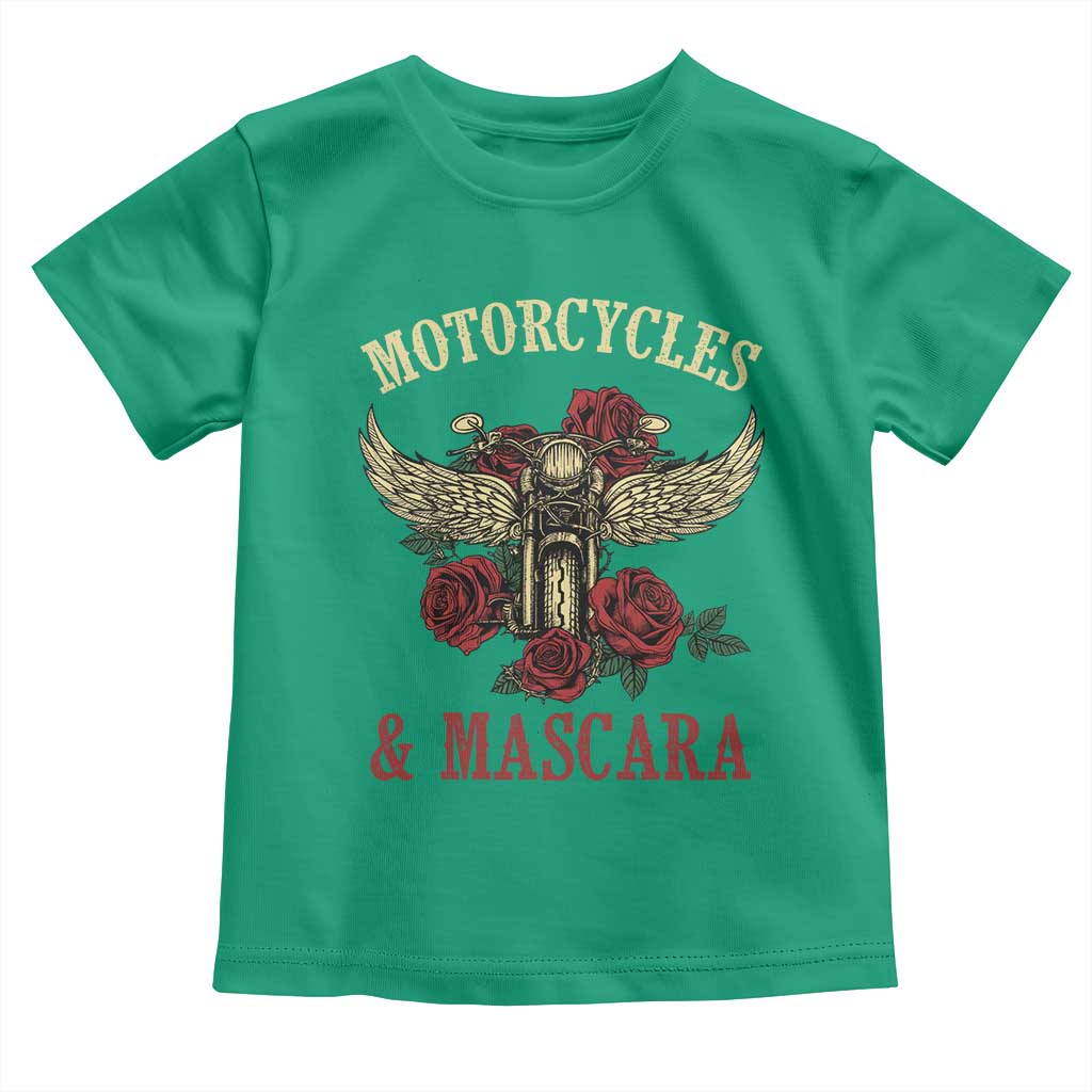 Motorcycle Women Biker Toddler T Shirt Motorcycles And Mascara Roses TS14 Irish Green Print Your Wear
