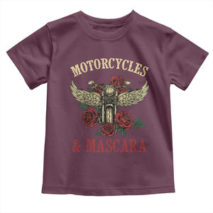 Motorcycle Women Biker Toddler T Shirt Motorcycles And Mascara Roses TS14 Maroon Print Your Wear
