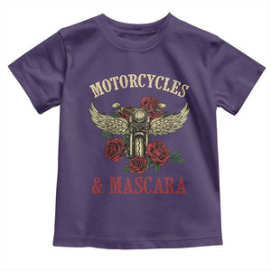 Motorcycle Women Biker Toddler T Shirt Motorcycles And Mascara Roses TS14 Purple Print Your Wear