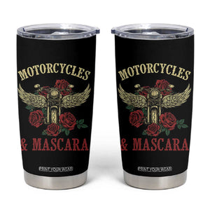 Motorcycle Women Biker Tumbler Cup Motorcycles And Mascara Roses TS14 Black Print Your Wear