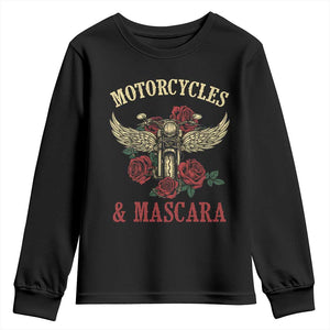 Motorcycle Women Biker Youth Sweatshirt Motorcycles And Mascara Roses TS14 Black Print Your Wear