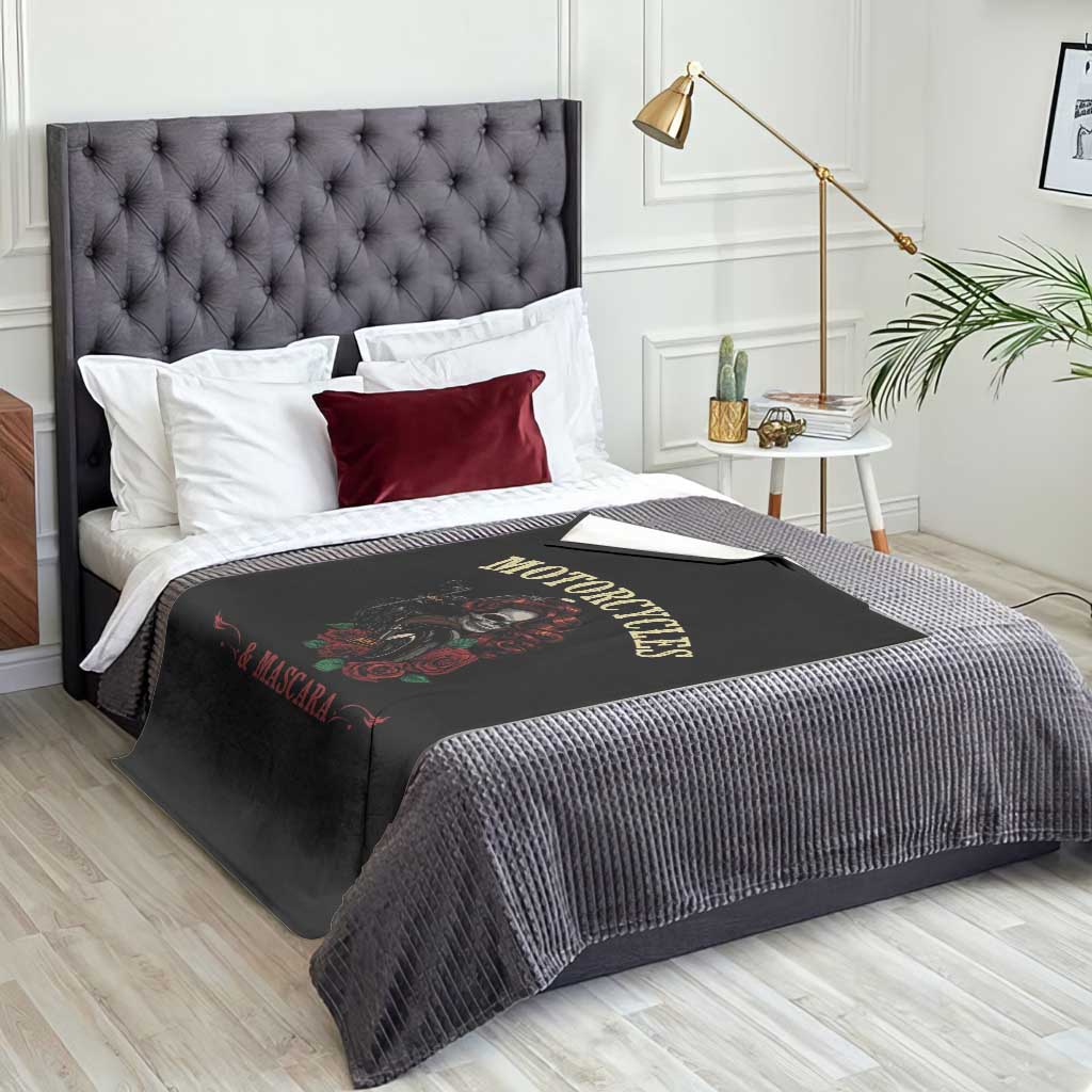 Skeleton Motorcycle Biker Throw Blanket Motorcycles And Mascara Roses TS14 Print Your Wear