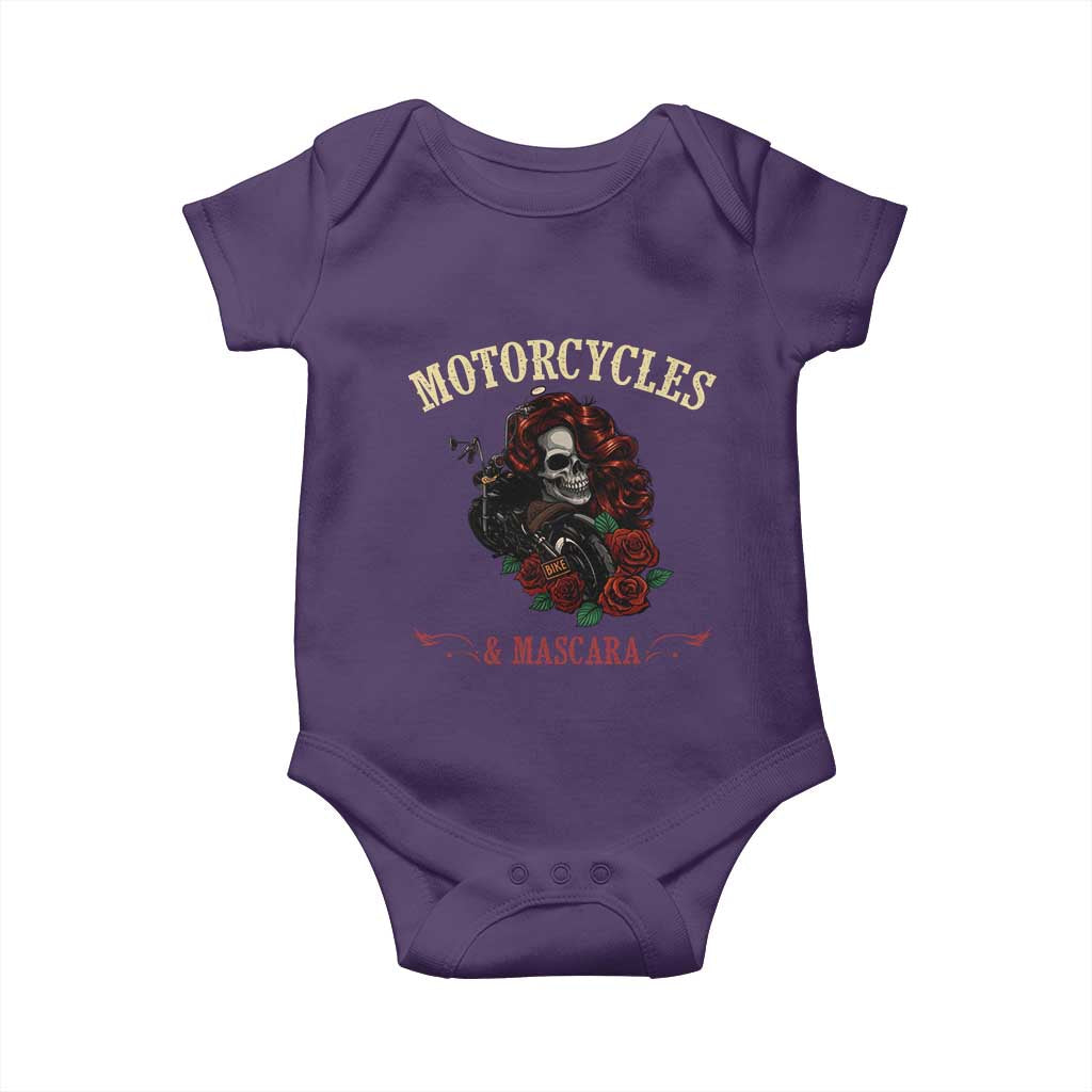 Skeleton Motorcycle Biker Baby Onesie Motorcycles And Mascara Roses TS14 Purple Print Your Wear