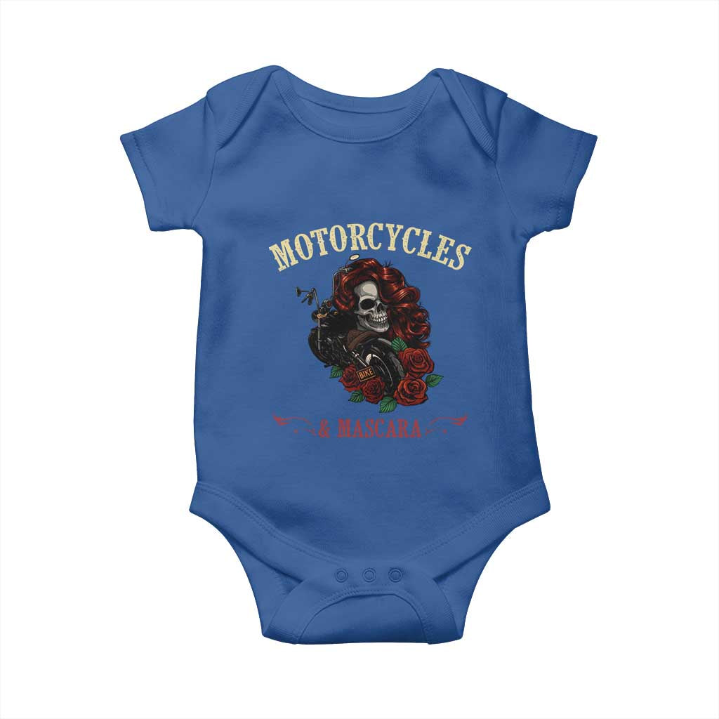 Skeleton Motorcycle Biker Baby Onesie Motorcycles And Mascara Roses TS14 Royal Blue Print Your Wear