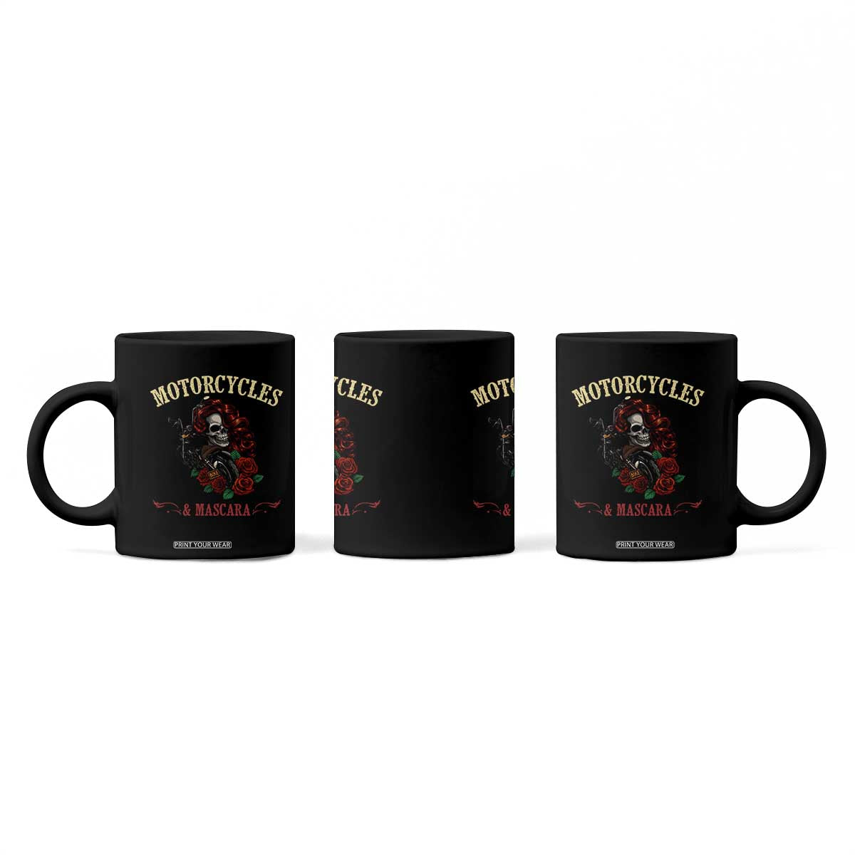 Skeleton Motorcycle Biker Coffee Mug Motorcycles And Mascara Roses TS14 Print Your Wear