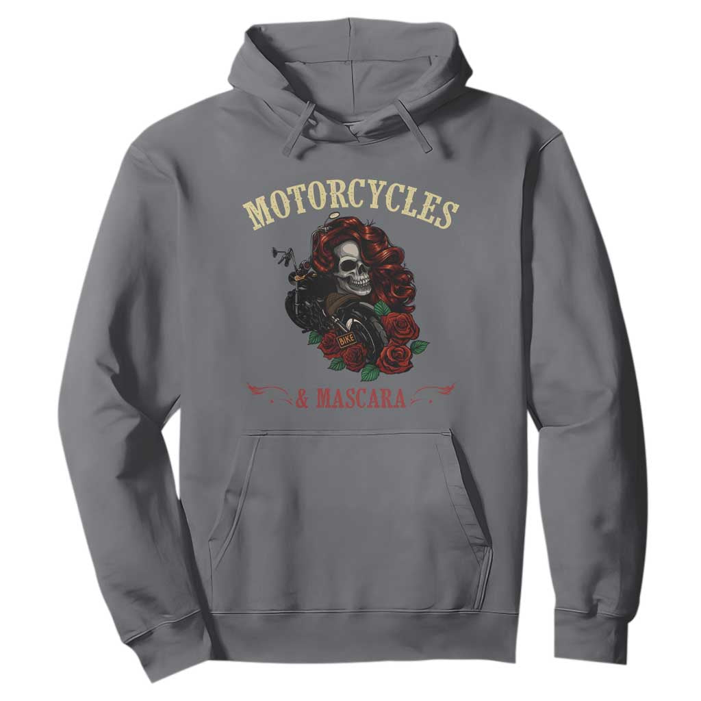 Skeleton Motorcycle Biker Hoodie Motorcycles And Mascara Roses TS14 Charcoal Print Your Wear