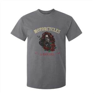 Skeleton Motorcycle Biker T Shirt For Kid Motorcycles And Mascara Roses TS14 Charcoal Print Your Wear