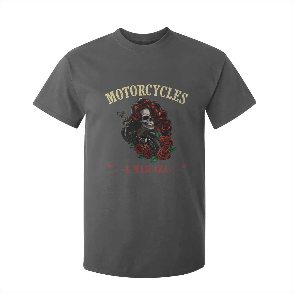 Skeleton Motorcycle Biker T Shirt For Kid Motorcycles And Mascara Roses TS14 Dark Heather Print Your Wear