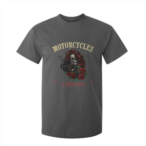 Skeleton Motorcycle Biker T Shirt For Kid Motorcycles And Mascara Roses TS14 Dark Heather Print Your Wear