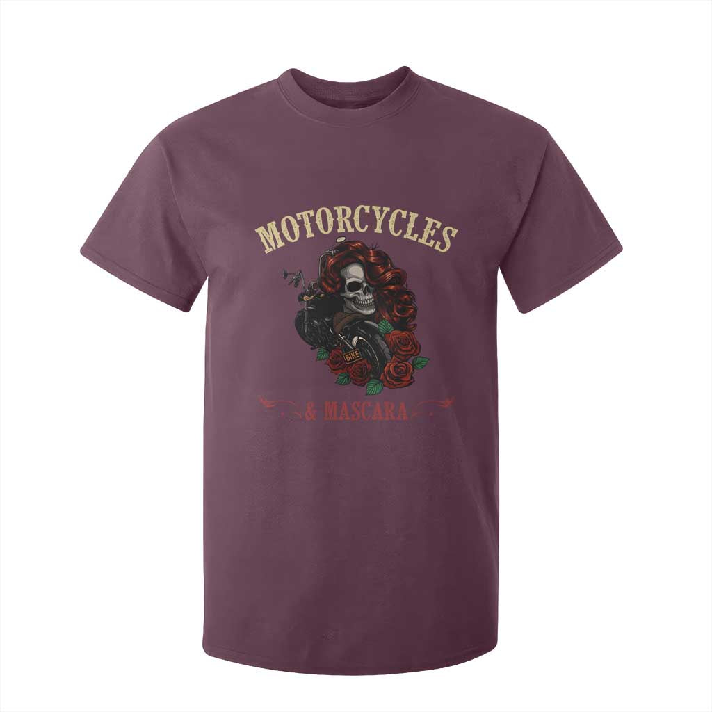 Skeleton Motorcycle Biker T Shirt For Kid Motorcycles And Mascara Roses TS14 Maroon Print Your Wear