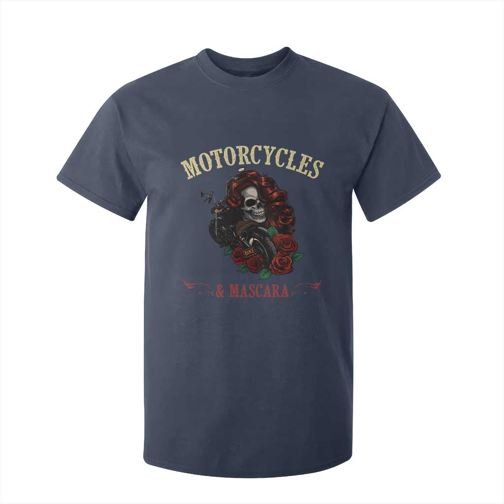 Skeleton Motorcycle Biker T Shirt For Kid Motorcycles And Mascara Roses TS14 Navy Print Your Wear