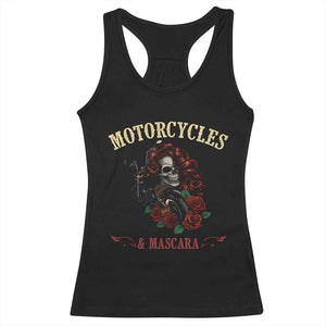 Skeleton Motorcycle Biker Racerback Tank Top Motorcycles And Mascara Roses TS14 Black Print Your Wear