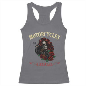 Skeleton Motorcycle Biker Racerback Tank Top Motorcycles And Mascara Roses TS14 Charcoal Print Your Wear