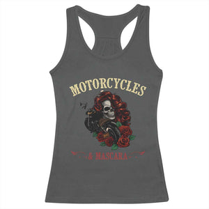 Skeleton Motorcycle Biker Racerback Tank Top Motorcycles And Mascara Roses TS14 Dark Heather Print Your Wear