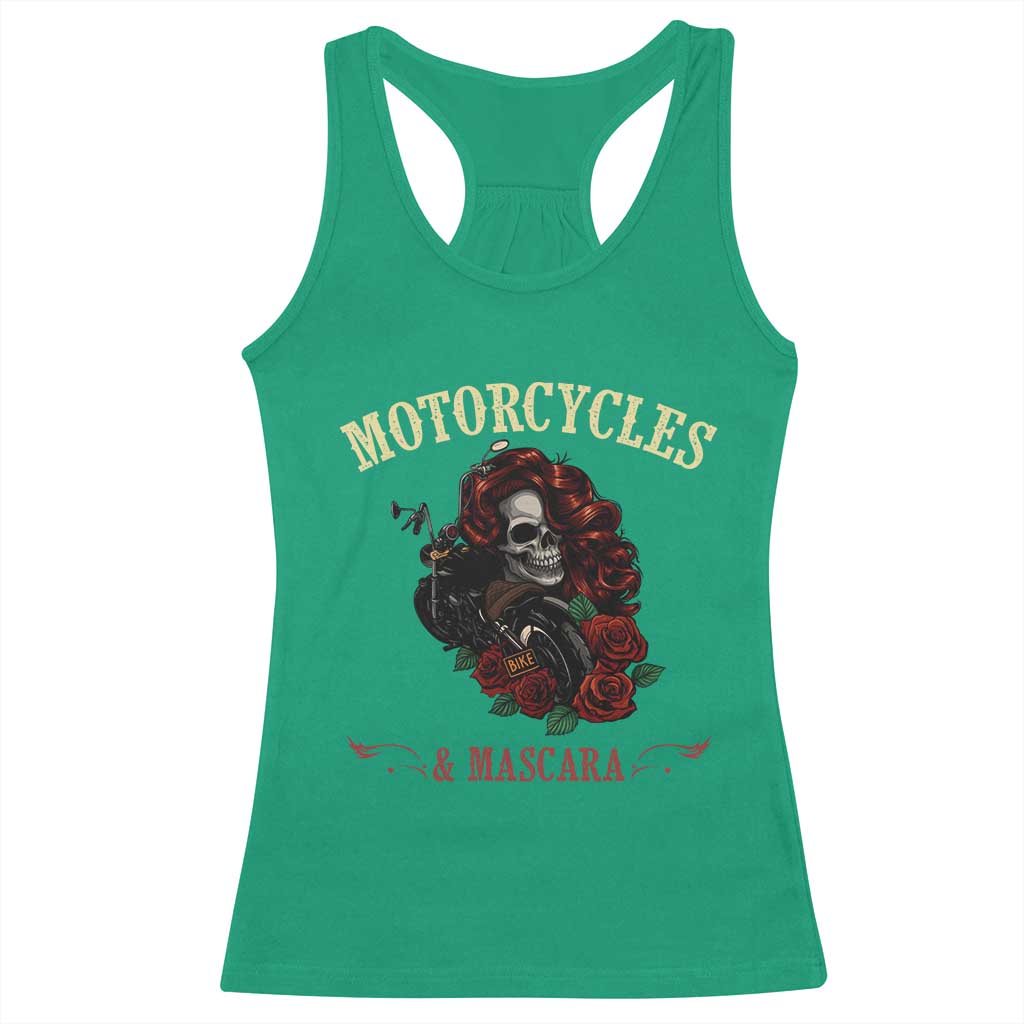 Skeleton Motorcycle Biker Racerback Tank Top Motorcycles And Mascara Roses TS14 Irish Green Print Your Wear