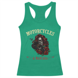 Skeleton Motorcycle Biker Racerback Tank Top Motorcycles And Mascara Roses TS14 Irish Green Print Your Wear