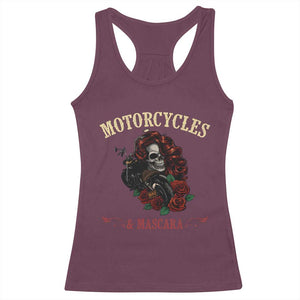 Skeleton Motorcycle Biker Racerback Tank Top Motorcycles And Mascara Roses TS14 Maroon Print Your Wear