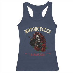 Skeleton Motorcycle Biker Racerback Tank Top Motorcycles And Mascara Roses TS14 Navy Print Your Wear