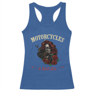 Skeleton Motorcycle Biker Racerback Tank Top Motorcycles And Mascara Roses TS14 Royal Blue Print Your Wear