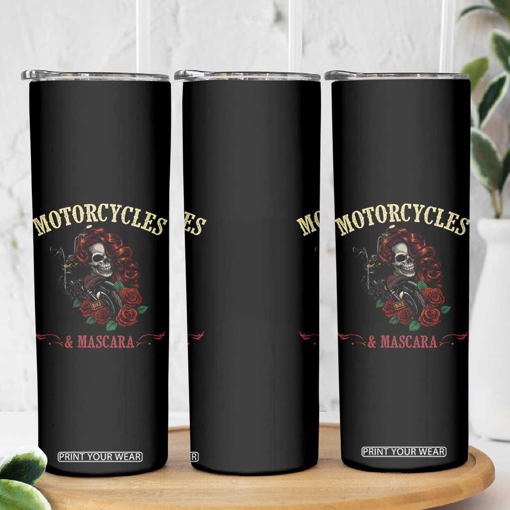 Skeleton Motorcycle Biker Skinny Tumbler Motorcycles And Mascara Roses TS14 Print Your Wear