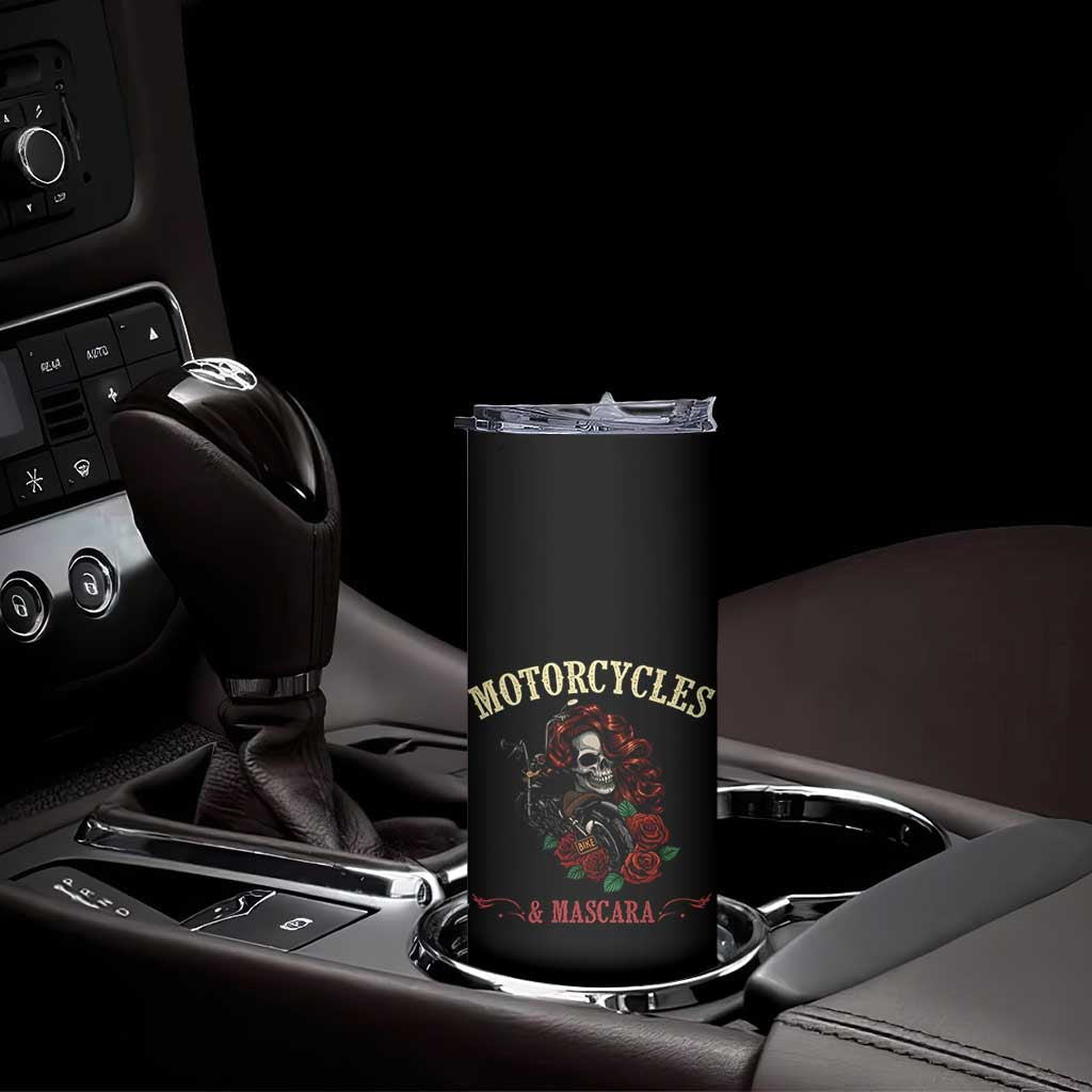 Skeleton Motorcycle Biker Skinny Tumbler Motorcycles And Mascara Roses TS14 Print Your Wear