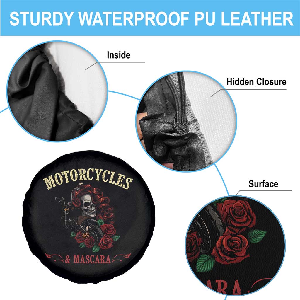 Skeleton Motorcycle Biker Spare Tire Cover Motorcycles And Mascara Roses TS14 Print Your Wear