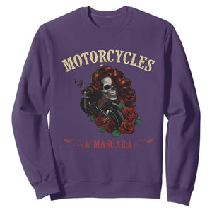 Skeleton Motorcycle Biker Sweatshirt Motorcycles And Mascara Roses TS14 Purple Print Your Wear