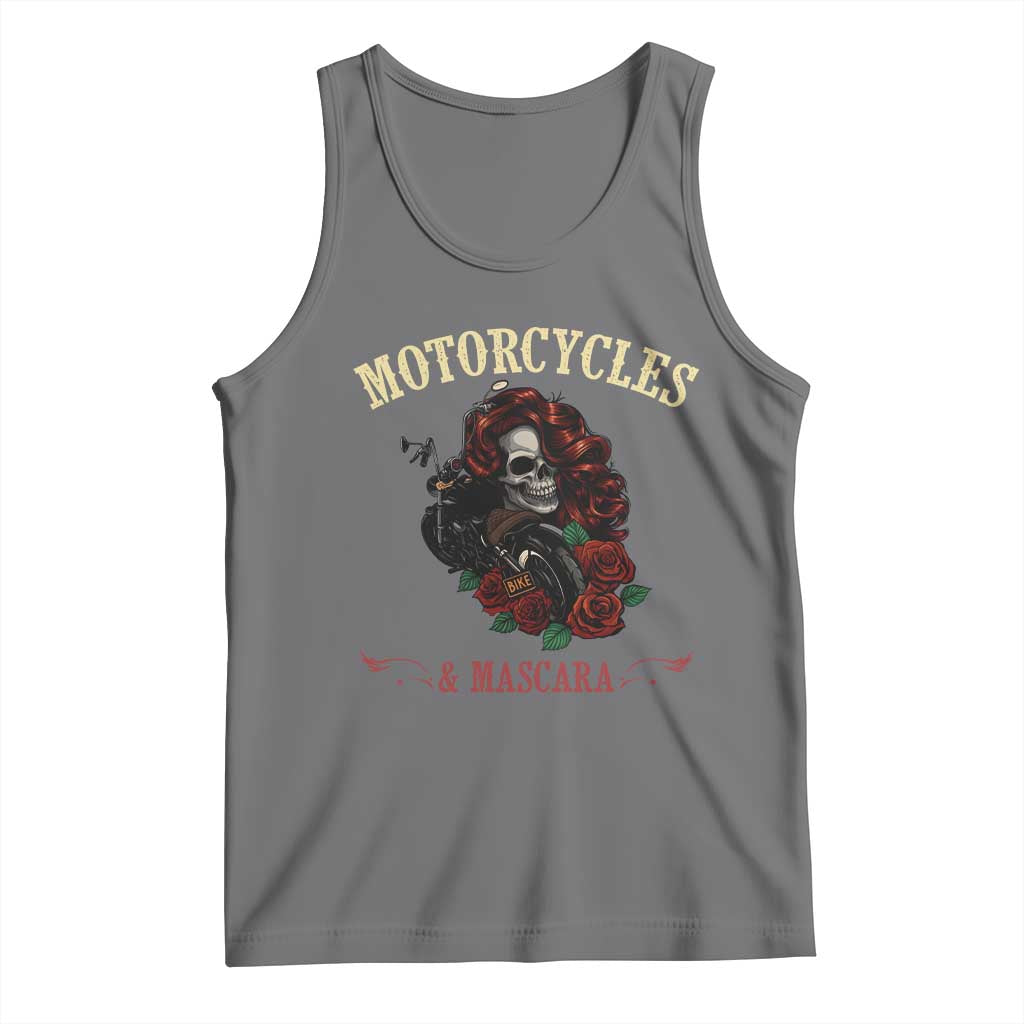 Skeleton Motorcycle Biker Tank Top Motorcycles And Mascara Roses TS14 Black Heather Print Your Wear
