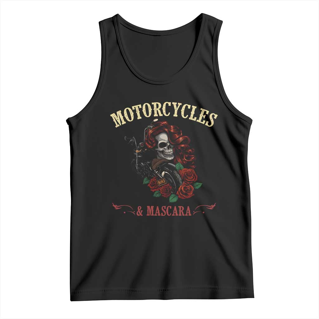 Skeleton Motorcycle Biker Tank Top Motorcycles And Mascara Roses TS14 Black Print Your Wear