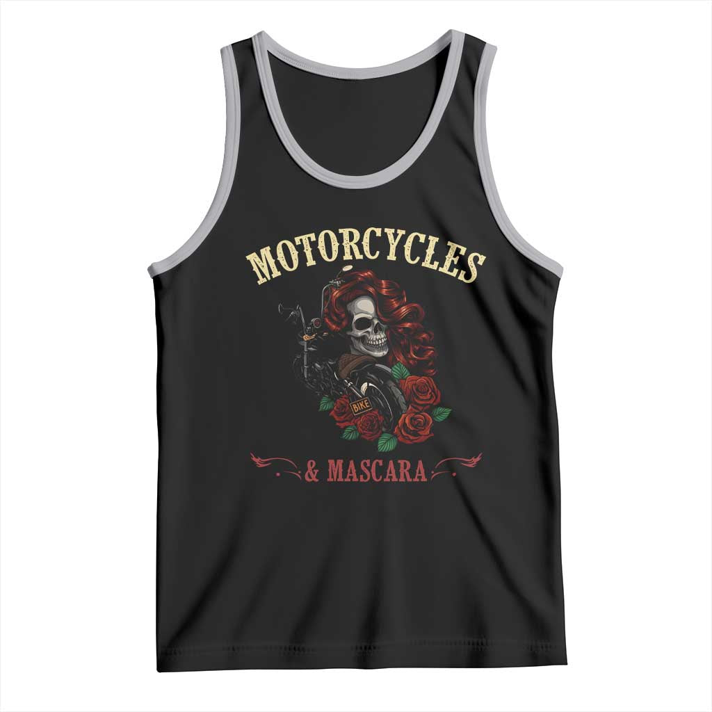 Skeleton Motorcycle Biker Tank Top Motorcycles And Mascara Roses TS14 Black Athletic Heather Print Your Wear
