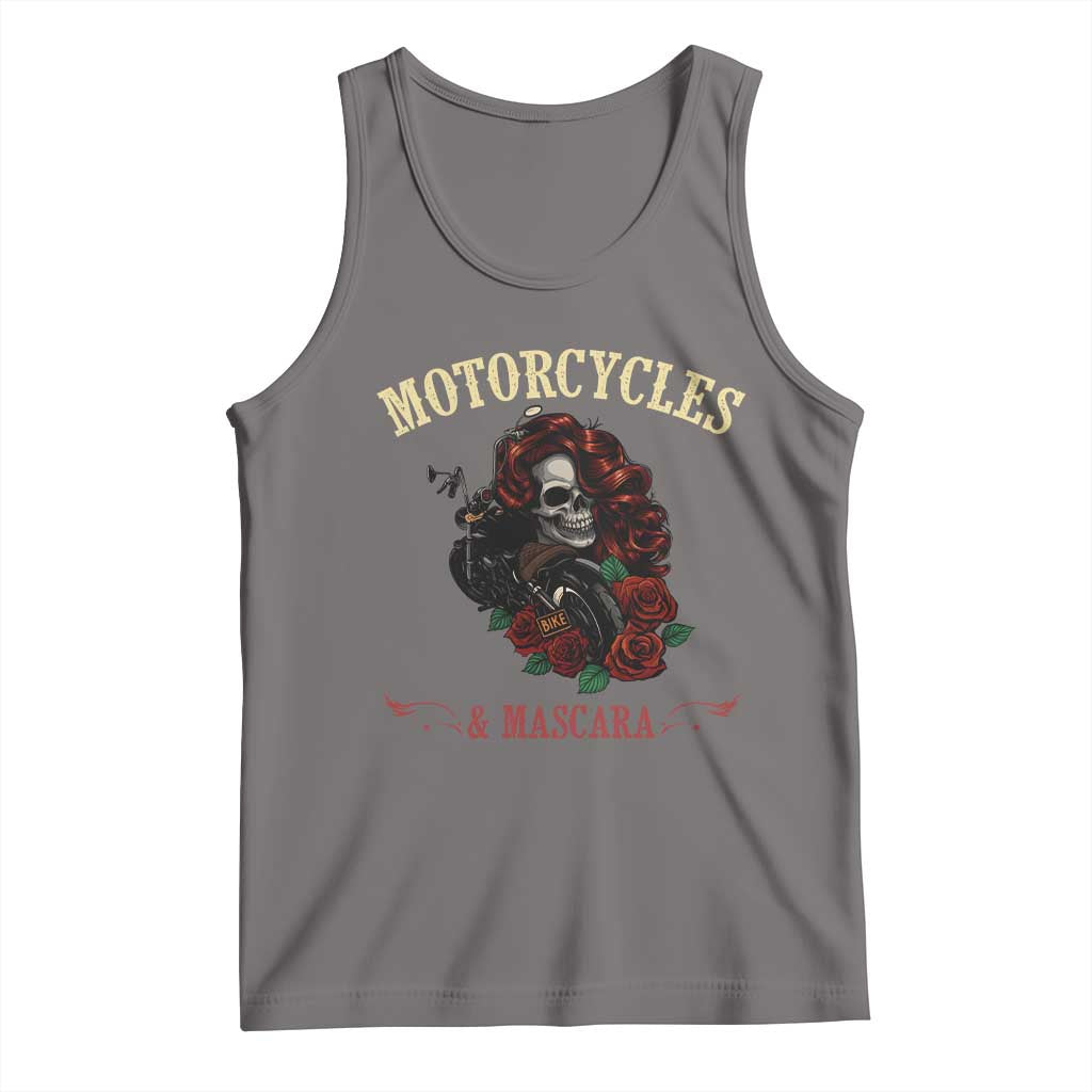 Skeleton Motorcycle Biker Tank Top Motorcycles And Mascara Roses TS14 Deep Heather Print Your Wear