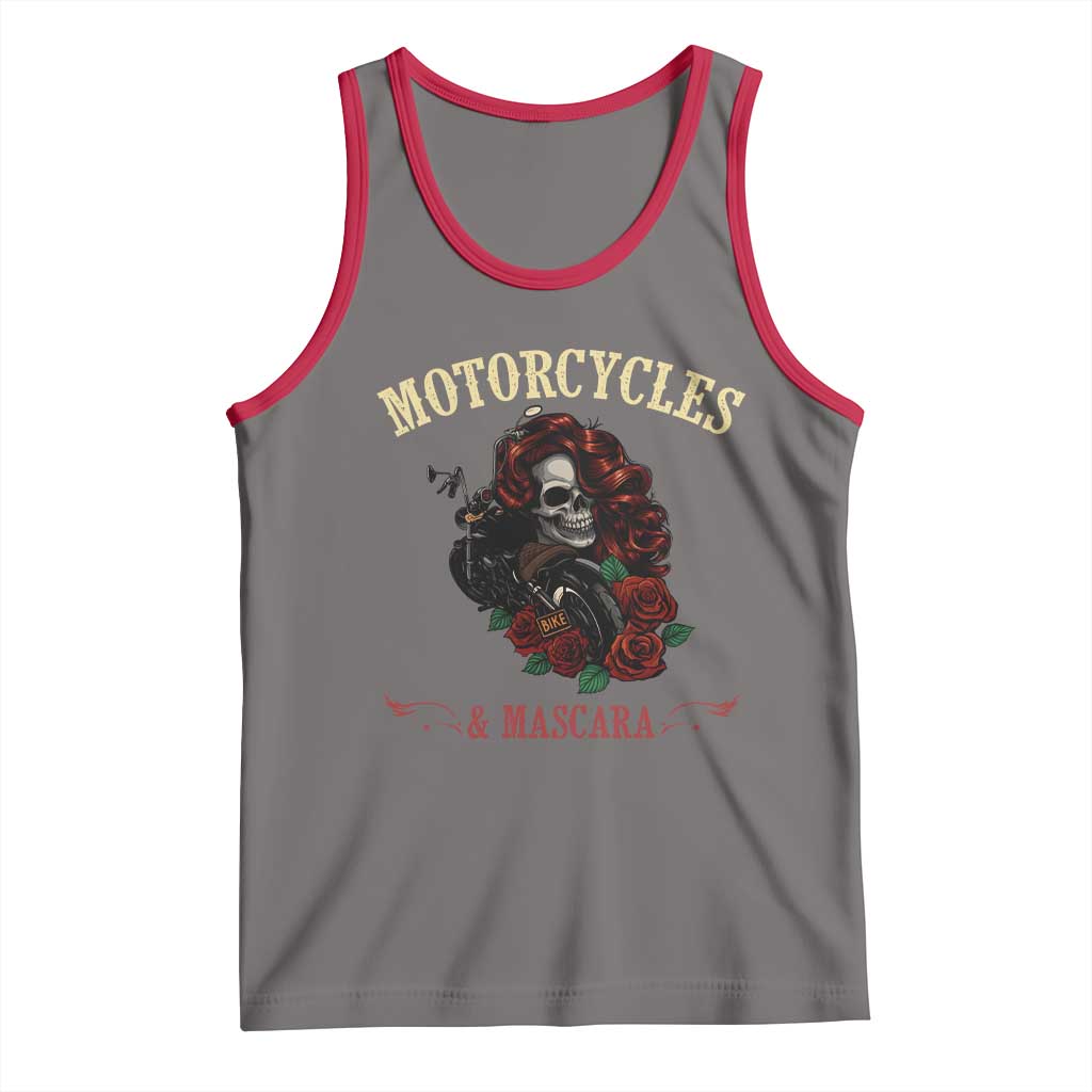 Skeleton Motorcycle Biker Tank Top Motorcycles And Mascara Roses TS14 Deep Heather Red Print Your Wear