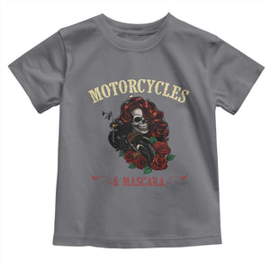 Skeleton Motorcycle Biker Toddler T Shirt Motorcycles And Mascara Roses TS14 Charcoal Print Your Wear